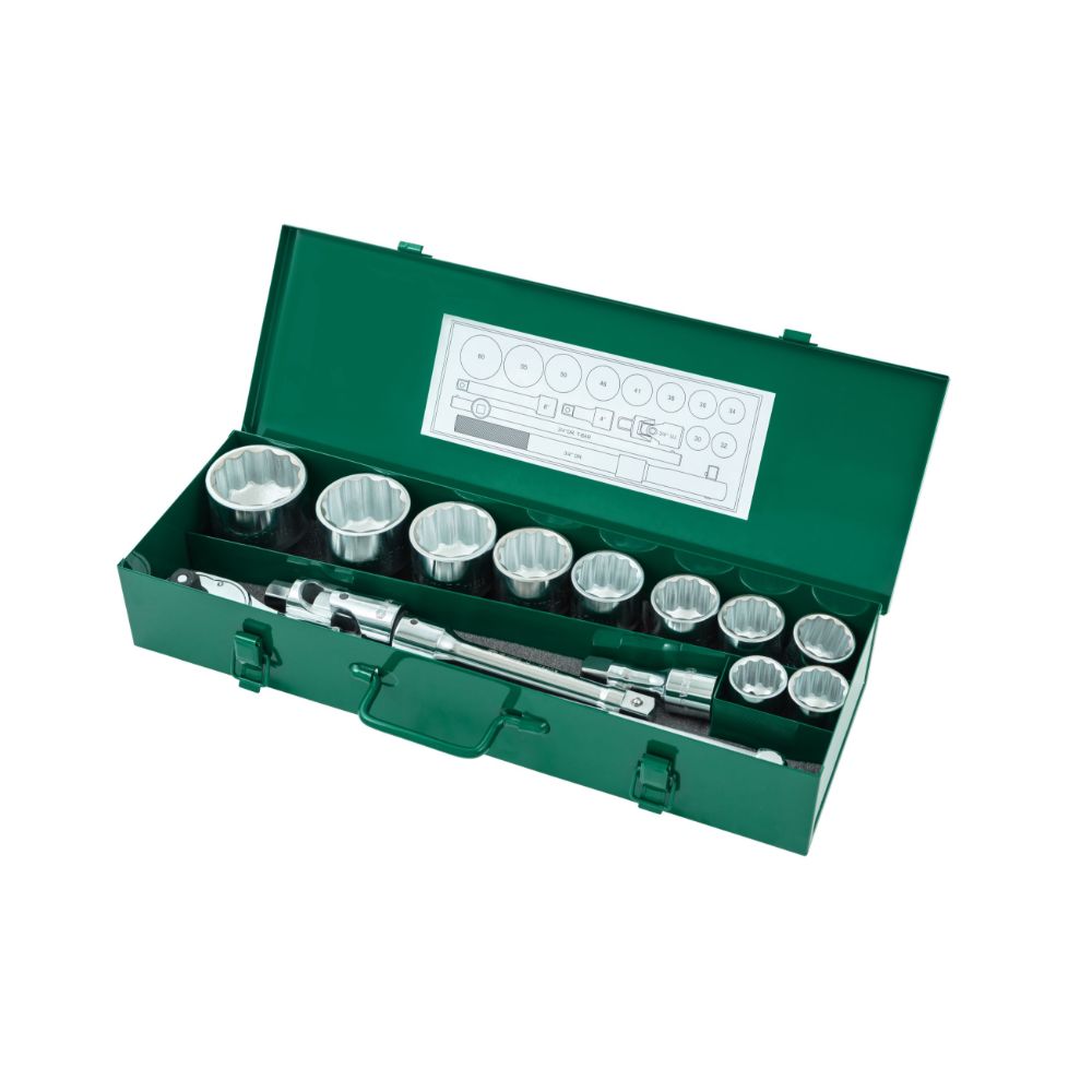 JUEGO DE DADOS POLIG 15 PIEZAS ENCASTRE DE 3/4" MILIMETRICOS ST09015SJX