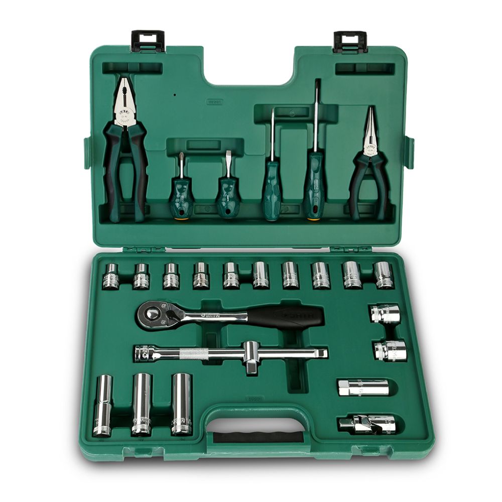 JUEGO DE 26 PIEZAS DADO HEXAONALES ENCASTRE DE 1/2" PULGADA ALICATE Y DESTORNILLADORES