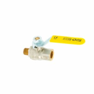 VÁLVULA ESFÉRICA PESADA GAS PASO TOTAL 1/4" ROSCA HEMBRA - MACHO  MANGO MARIPOSA AMARILLO.