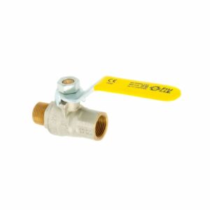 VÁLVULA ESFÉRICA PESADA GAS PASO TOTAL 3/8" ROSCA HEMBRA - MACHO  MANGO MARIPOSA AMARILLO.