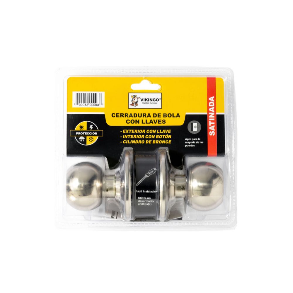 CERRADURA DE POMO,SATINADA