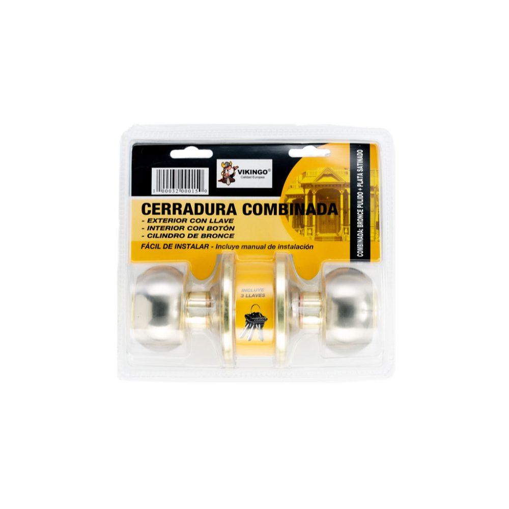 CERRADURA DE POMO(PULIDO, PLATEADO)